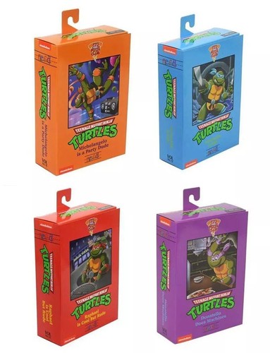 Turtles Leonardo Michelangelo Donatello Raphael Cartoon Vhs Box Neca - Imagen 4 de 8