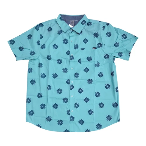 Hurley Men's Turquoise with Print Soft Comfortable Woven Patio Shirt - Size: L - product listing photo