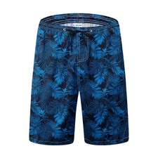 Mens Swim Trunks for Men, Blue Tropical Leaf Mens Board Shorts Swimwear Bathi...