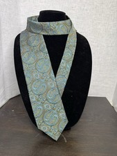XMI Platinum Blue and yellow Paisley 100% Italian Silk Tie Made in USA