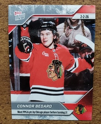2025-26 Topps NOW NHL Sticker - Connor Bedard #104 Most PPG and pts before 21
