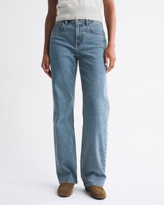 abercrombie Curve Love High Rise 90s Relaxed Jean Medium Wash, 23S