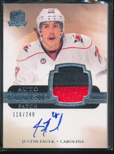 2011-12 The Cup Justin Faulk RPA /249 RC Rookie Patch-Auto A539