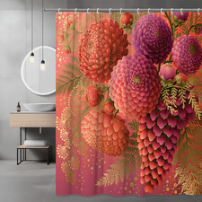 Floral Shower Curtain Pink Purple Orange Botanical Print