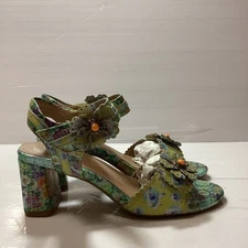 L'Artiste by Spring Step Vogeush floral heeled sandals leather size 38
