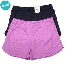Xersion Shorts Girls Size XL 18.5 Elastic Waist Black Purple Lot of 2 NEW