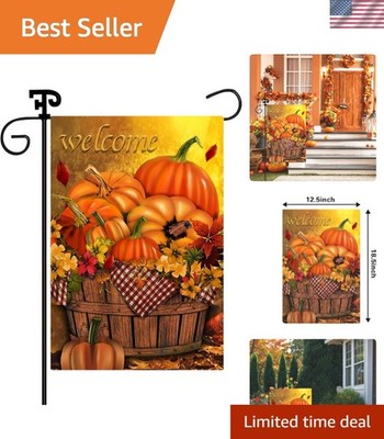 Mini 12.5x18.5 Inch Decorative Thanksgiving Pumpkin Flag for Outdoor Gardens