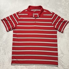 Nike Golf Tour Performance Dri-Fit Red White Striped Golf Polo Shirt Mens XL