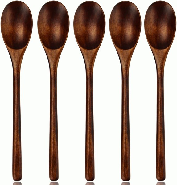 HolzlöFfel Set 5 StüCk EsslöFfel KüChengeräT Japanischer Stil Nanmu 8,78 Zoll-image
