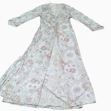 Vtg MCM 1960s Floral Nylon Peignoir Lingerie Set Floor Length Nighty  Robe READ