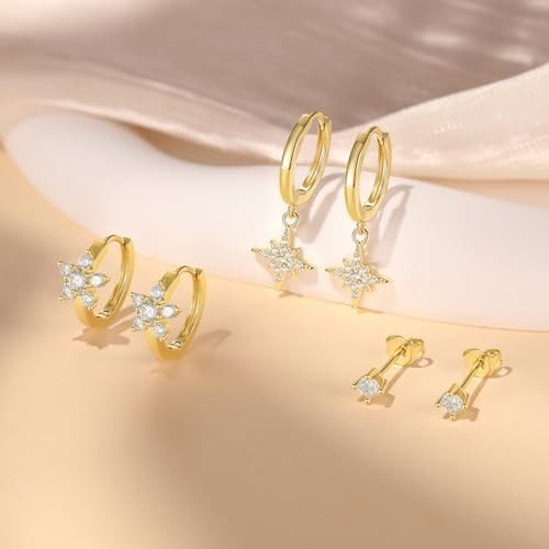Aretes Argollas en Oro 14K Pendientes Joyería Fina de Moda Regalos Para Mujer