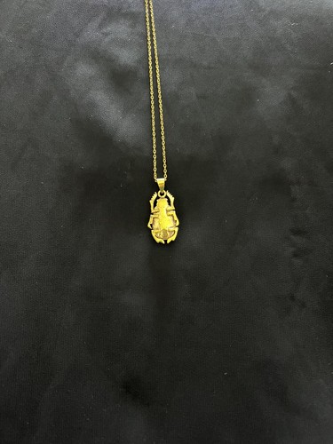Egyptian Scarab Necklace – Handmade Gold Pendant with Enamel Symbol of Rebirth - Picture 5 of 5