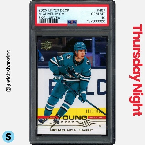 2025 UPPER DECK MICHAEL MISA YOUNG GUNS EXCLUSIVES ROOKIE POP. 1 /100 PSA 10 RC