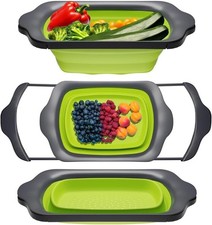 XL Large Kitchen Strainer Collapsible Silicone Over-The-Sink Colander