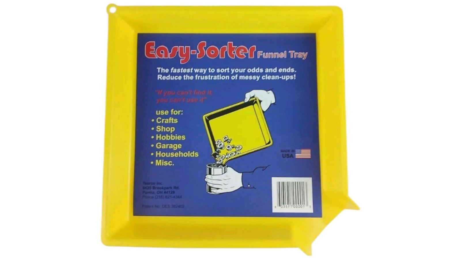 SORT FUNNEL POUR TRAY Small Parts Plastic Organizer Easy Sorter TEERCO 37081