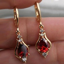 CZ Earrings 6 Colors 18k Yellow Gold Plated Drop Earrings for Women A Pair/set