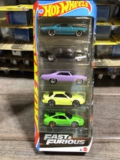 HOT WHEELS 5 GIFT PACK JBJ80 FAST & FURIOUS CHARGER IMPALA PORSCHE CUDA SILVIA