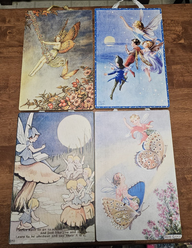 Moonlight And Roses Set Of 4Wall Hangings With Glittery Accents - Fairy School