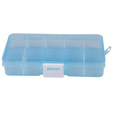 Plastic Bead Organizer Blue Customizable Compartments Storage Box Case Jewelry