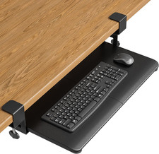 KMT01 under Desk Keyboard Tray, Pull-Out Keyboard & Mouse Platform with C-Clamp,