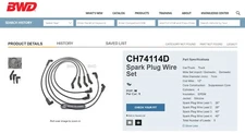 CH74114 BWD Ignition Spark Plug Wire Set 7MM 1984-1987 GM 2.5L