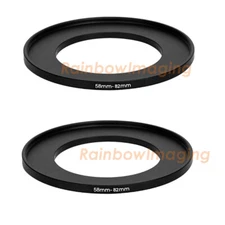 (2 Pcs ) 58-82mm 58 mm to 82 mm Metal Step Up Lens Filter Ring Adapter US Seller