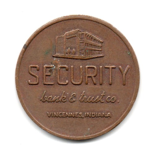 SECURITY BANK & TRUST CO. • 5¢ PARKING TOKEN • VINCENNES, INDIANA. * IN3930-B
