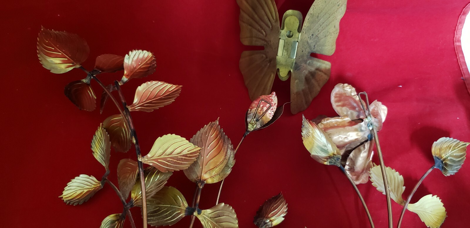 Homco Home Interiors Gold Leaves Wall Decor Vintage Metal 17" Bronze