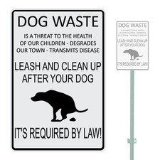 DOG WASTE IS A THREAT TO THE HEALTH OF OUR HEAVY DUTY ALUMINUM SIGN 10" x 15"