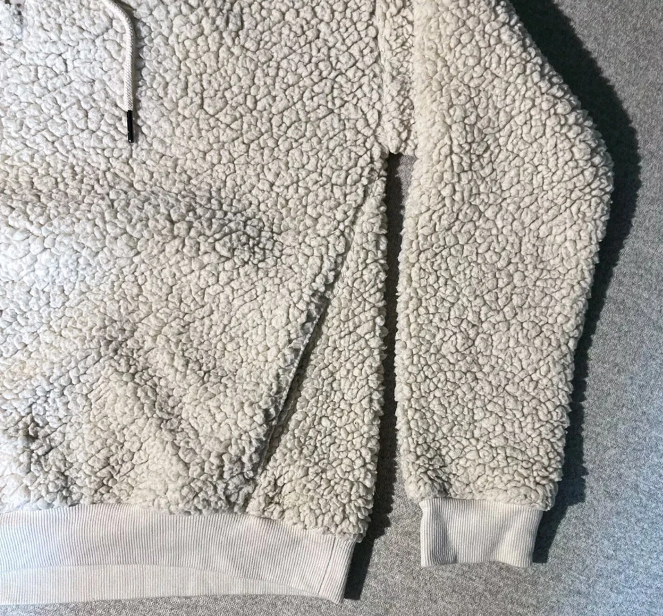 Chaqueta con Capucha Zella Para Mujer Talla Pequeña Beige Polar Felpa Pullover Bolsillo Foto 4 de 4