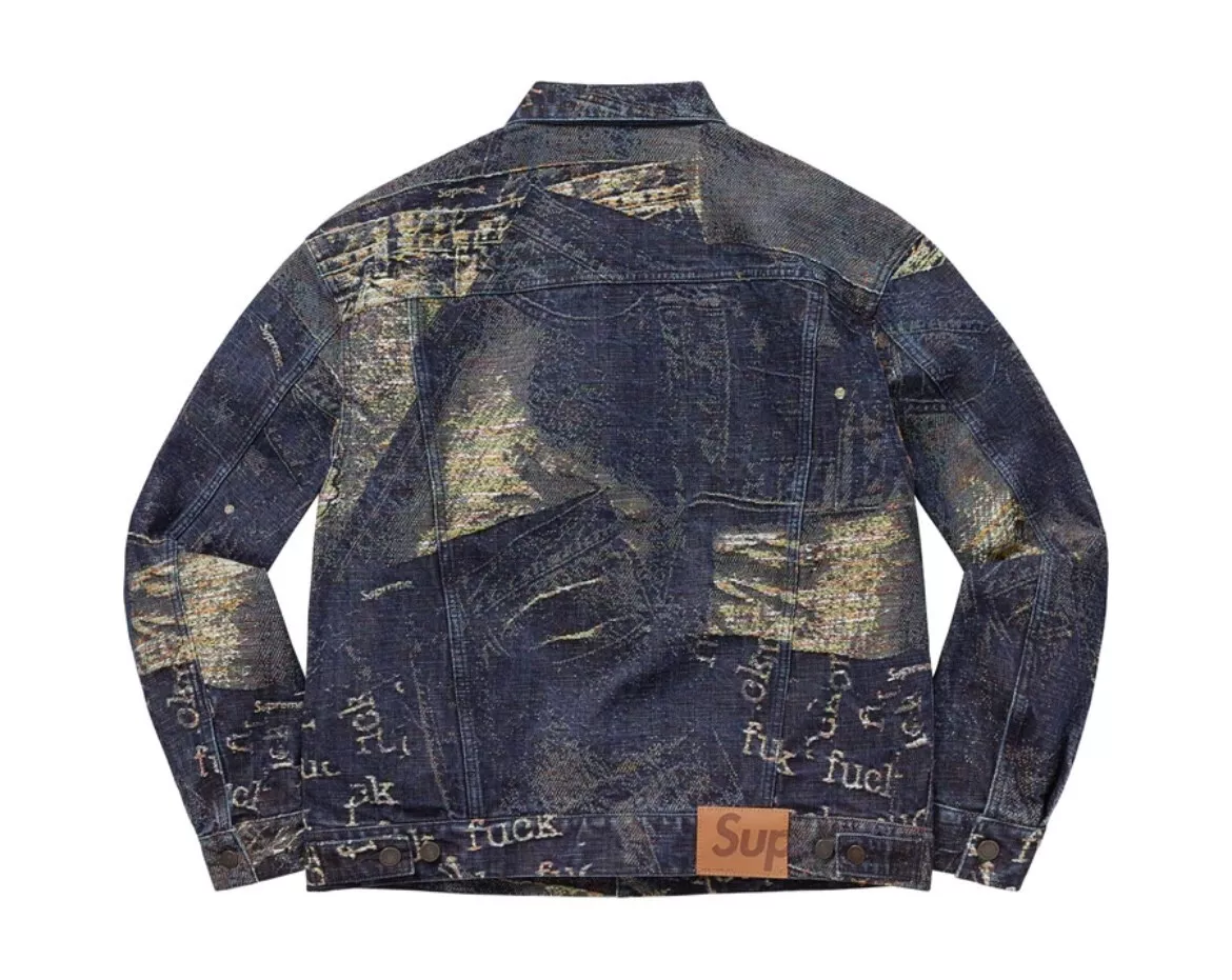 Supreme Archive Denim Jacquard Trucker Jacket Blue XL