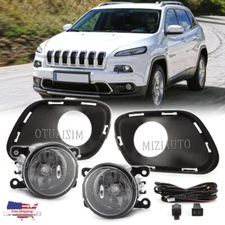 For 2014 2015 2016-2018 Jeep Cherokee Clear Halogen Fog Light Lamp w/ Switch Kit