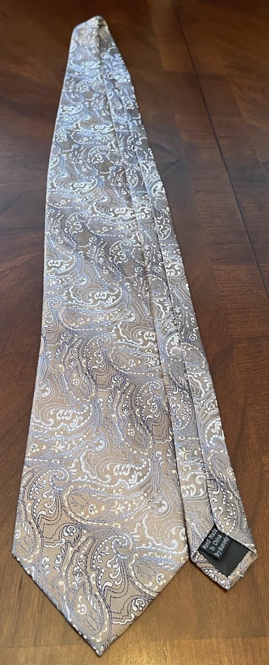 Corbata para el cuello Platinum Designs marrón azul hecha a mano 100 % seda para hombre hecha en China Foto 3 de 4