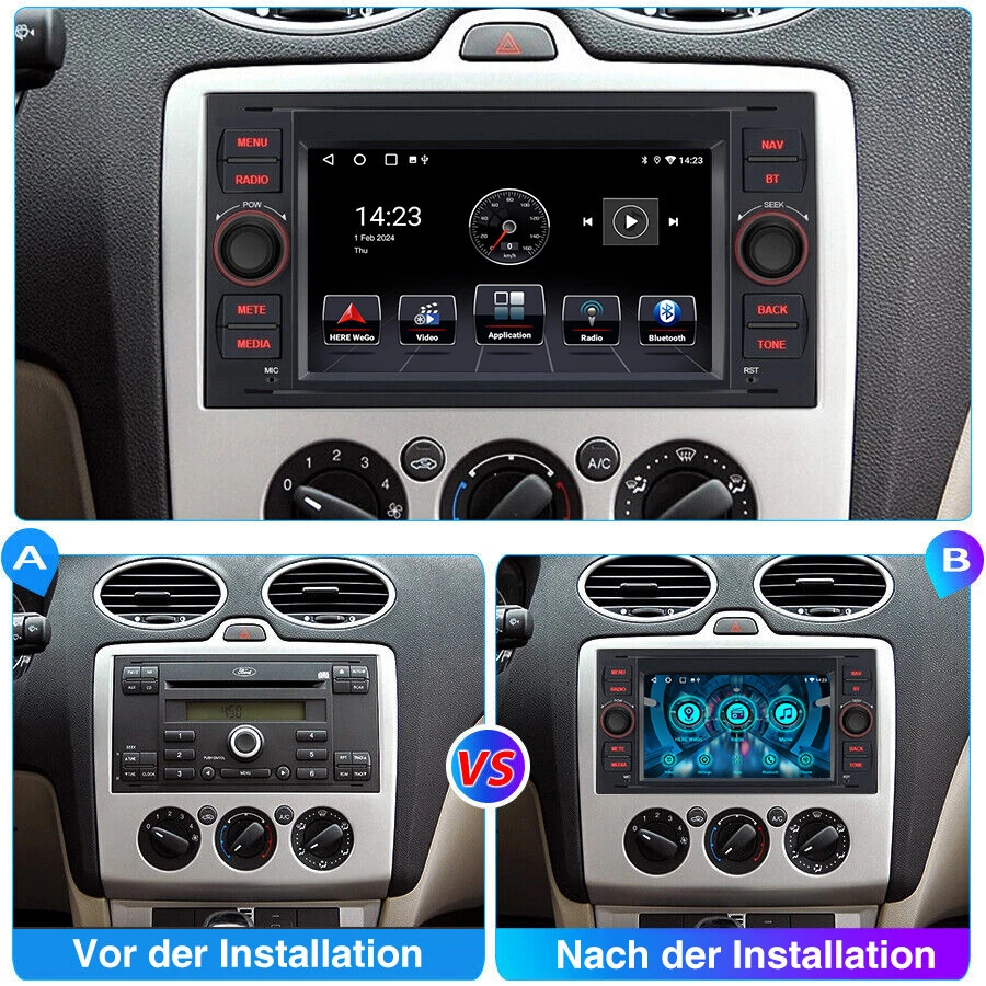 Für Ford Focus MK2 Transit MK7 2+64G Android 14 Carplay Autoradio GPS NAV Kamera - Bild 4 von 4