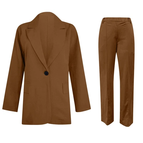New Womens 2-piece Suit Set Long Sleeve Suit Pants Casual Business Size: S-5XL🔥 - Picture 13 of 39
