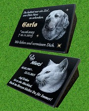 Tiergrabstein Fotogravur Grabstein Granit Katze Hund 20х15x1cm Stuetze