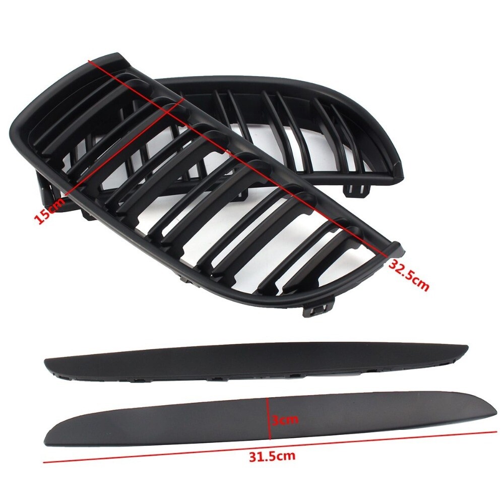 Calandre de calandre noir mat doubles barres pour BMW E90 E91 berline plastique ABS - 3