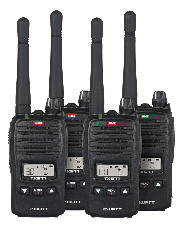 GME CB Radio 2 Way Walkie Talkie 2W UHF Transceiver TX677QP 4 Piece