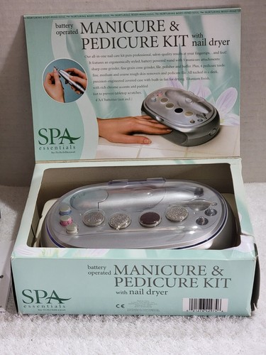 NEW SPA ESSENTIALS BATTERY OPERATED MANICURE & PEDICURE KIT W/ NAIL DRYER - Picture 2 of 9