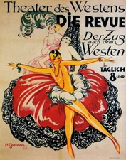 POSTER THEATER DES WESTENS BERLIN SHOW GIRLS DANCE SING VINTAGE REPRO FREE S/H