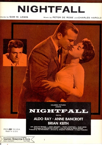 NIGHTFALL Sheet Music "Nightfall" Aldo Ray Anne Bancroft Brian Keith