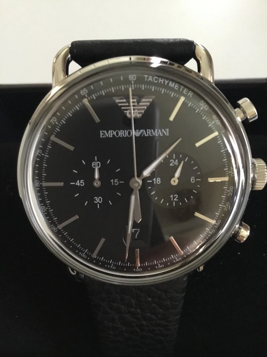 MONTRE CHRONOGRAPHE HOMME Emporio Armani neuve avec bracelet en cuir noir mod le