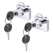 2pcs Glass Cabinet Door Lock for Hinged Glass Display Case Keyed Alike