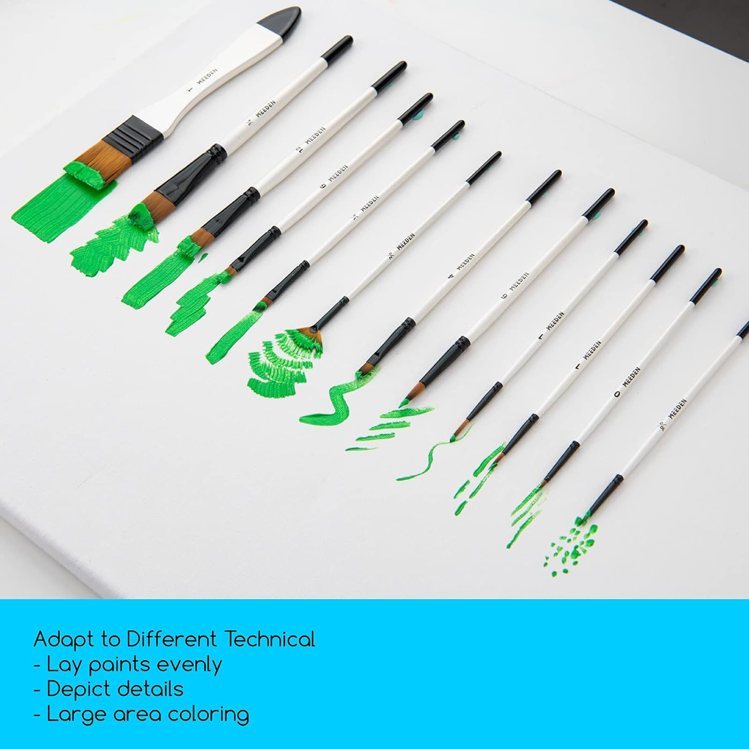 MEEDEN 12 Pcs Acrylic Paint Brushes Set, Artist Painting Brush,Soft