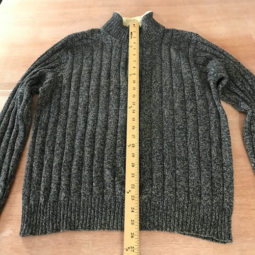 Maglione Oscar De La Renta uomo L nero grigio a costine 1/4 zip pullover manica lunga - Foto 5 di 11