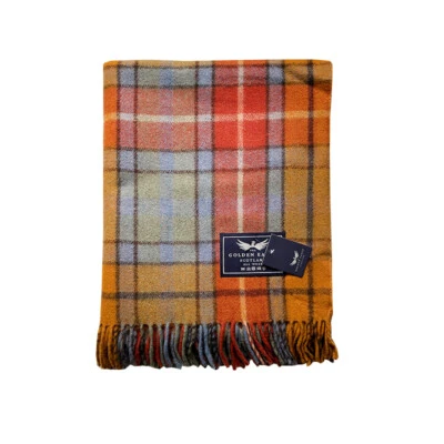 THE GOLDEN EAGLE SCOTLAND New BNWT Scottish Throw Large All Wool Tartan Rug Antique Buchanan Blanket