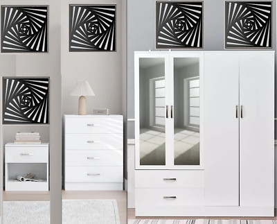 Schlafzimmermöbel Set Hochglanz 2türig/3türig/4türig Spiegelschrank Kommode Schublade