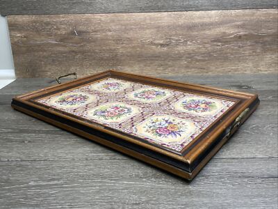 VTG Tilecrafts Victorian Floral Tea Tray 6 Tiles Staffordshire