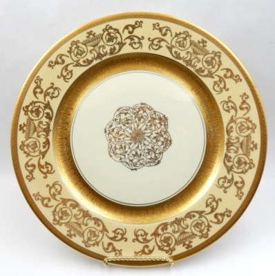 VINTAGE ROSENTHAL PICKARD GOLD FILIGREE MEDALLION 11'' DINNER PLATE, GERMANY