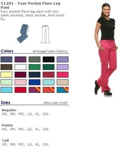 Dickies Hot Pink Scrub Pants Cargo Flare Leg Medical Wear Style 51201 Size XL